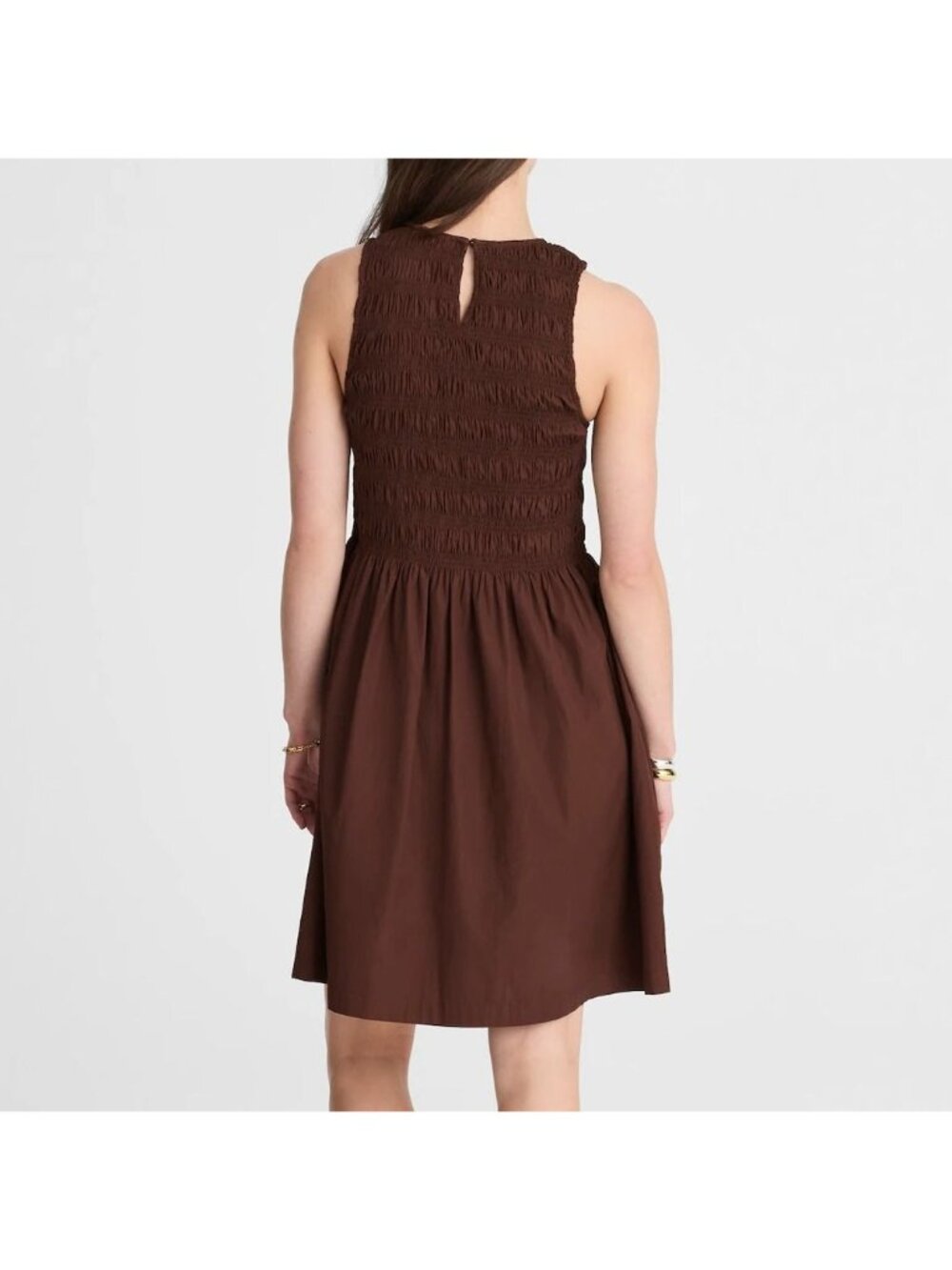 NWT Madewell Melody Smocked Mini Dress Women's Sz S Brown Sleeveless Pockets - Picture 2 of 11